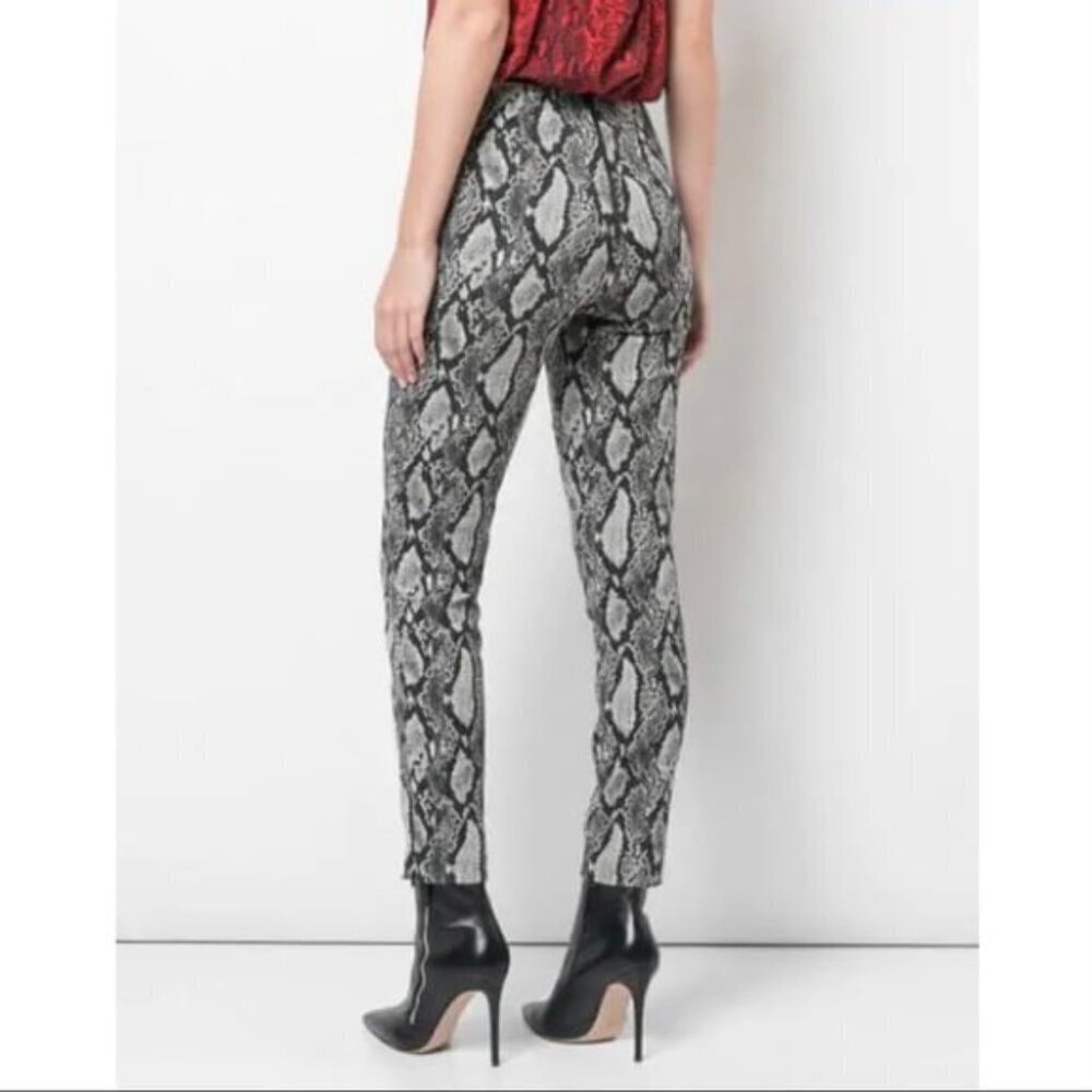 Alice + Olivia Black and White Snake Print Skinny Pants - Picture 4 of 11